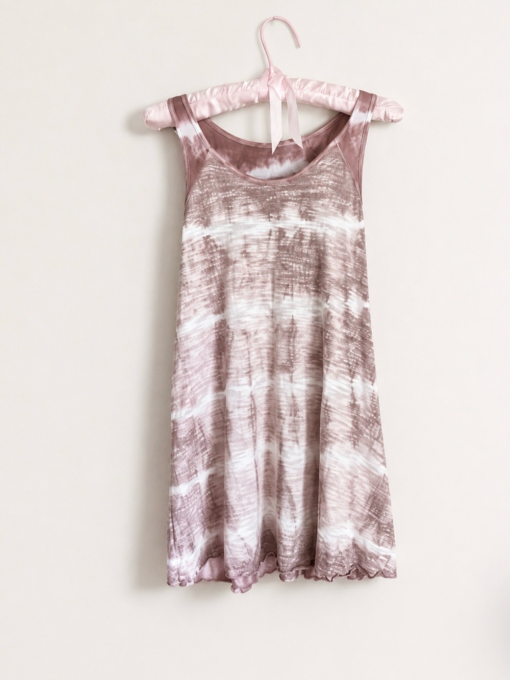 Tie-Dye Sleeveless Top Boho soft Casual Style in Pink & white, NWT small/medium